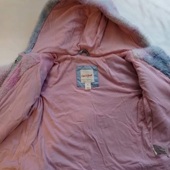 Cat and Jack kids fuzzy hooded jacket button up 2T - Picture 7 of 9